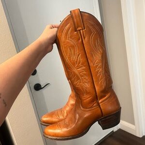 Justin Boots Women's Orange Leather Cowboy Boots